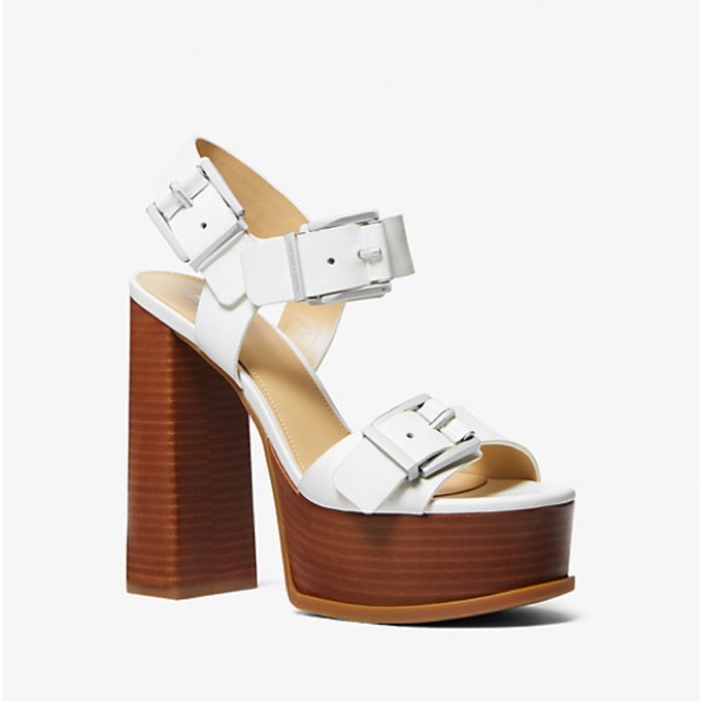 MICHAEL Michael Kors White and Brown Platform Sandals Sz 9